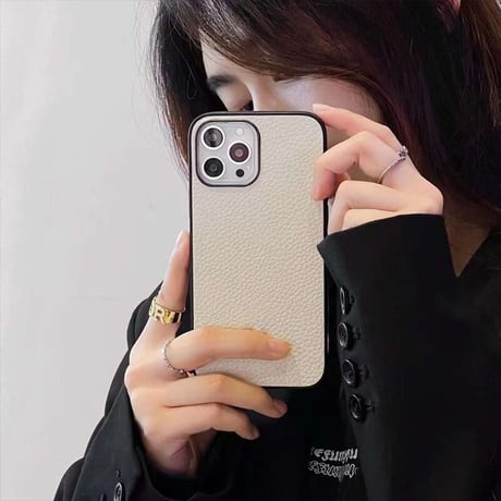【N246】iphone16/15/14 ケース 本 革 高級 iphone ケース シンプル レザー グレージュ「ショルダーストラッププレゼント」