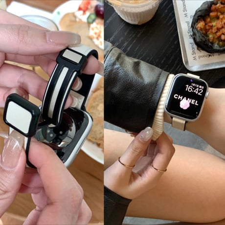 【N602】アップル ウォッチ マグネット バンド apple watch バンド レザー&シリコン