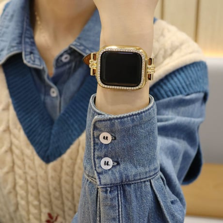 【N364】「ケース付き」apple watch レザー バンド おしゃれ 女性 アップル ウォッチ バンド 高級 キラキラカバーset