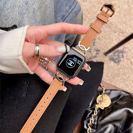 【N386】apple watch series 10 革 バンド 女性 ピンク 黒 アップル ウォッチ バンド 細め