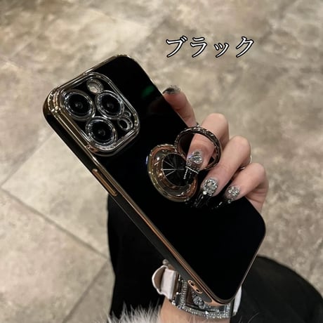 【N654】iphone16E/16 ケース リング 付き iphone ケース 大人 可愛い メッキ