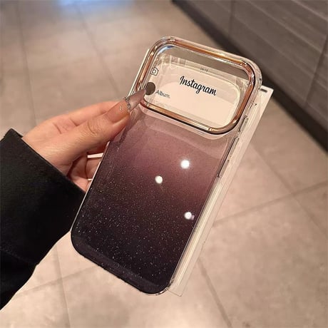 【N321】半透明 iphone17/16ケース グラデーション iphone ケース キラキラ メッキ
