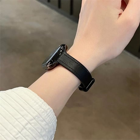 【N653】アップル ウォッチ マグネット バンド apple watch バンド 革+シリコン 細め