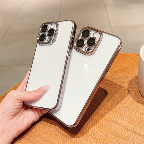 【N168】カメラレンズ保護フォルム付きのiPhone16/16proケース メタリックサイドカラークリアケース