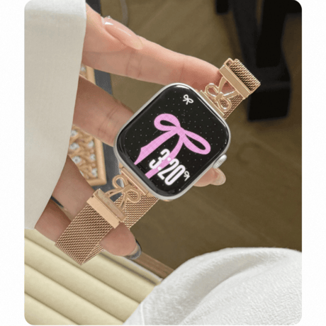 【N806】apple watch ミラネーゼ ループ 女性 リボン アップル ウォッチ バンド マグネット