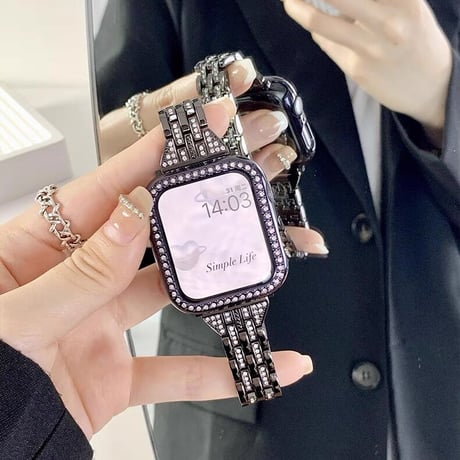 【N018】アップルウォッチ バンド 女性 キラキラ apple watch キラキラフレーム