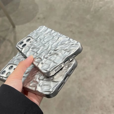 【N108】シワ加工 iphone15/15pro ソフトケース 韓国 ベージュ/グリーン/パープル  iPhone14/13/12シリーズケース おしゃれ