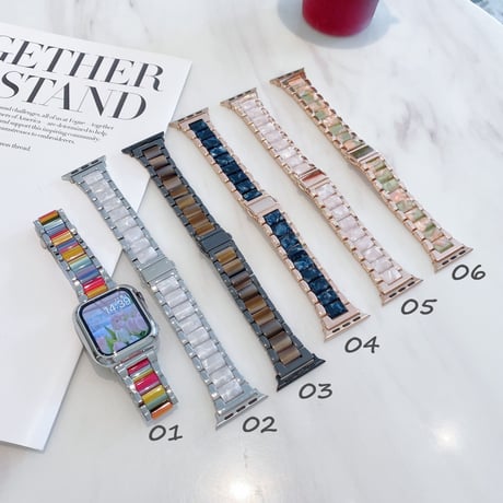 【N466】樹脂 × ステンレスアップルウォッチバンド applewatch バンド かわいい