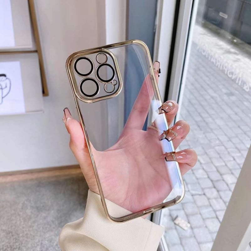 N247】カメラ保護フィルム一体型 iPhone15/14/13ケース クリア iphone