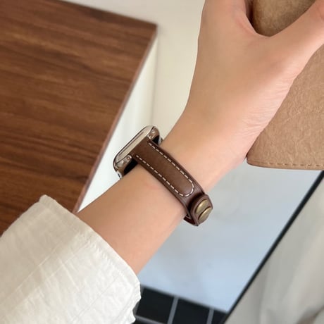 【N641】ボタン式 アップル ウォッチ レザー バンド apple watch バンド 細め