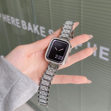 【N104】アップルウォッチ キラキラ バンド かわいい 女性 apple watch カバー＋バンドのset
