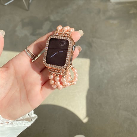 【N093】Apple Watch パールベルト アップルウォッチ バンド 女性 高級Apple Watchカバー SET