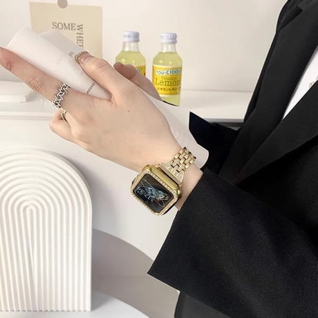 【N018】アップルウォッチ バンド 女性 キラキラ apple watch キラキラフレーム