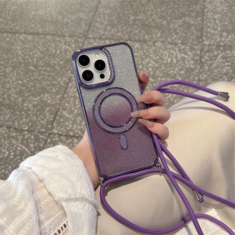 【N689】iphone ケース ショルダー 可愛い iphone ケース マグセーフ キラキラ