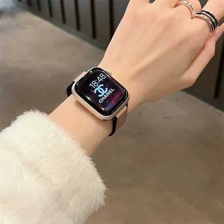 【N653】アップル ウォッチ マグネット バンド apple watch バンド 革+シリコン 細め