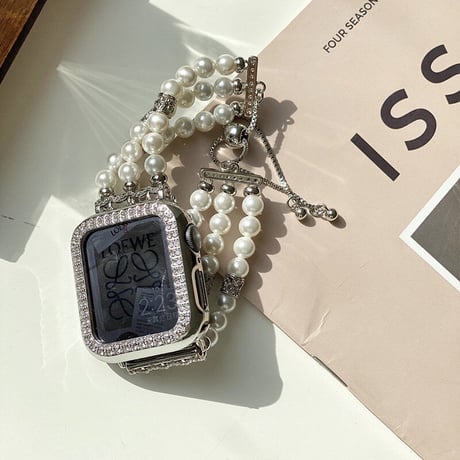 【N093】Apple Watch パールベルト アップルウォッチ バンド 女性 高級Apple Watchカバー SET