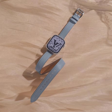 【N332】希少品 アップル ウォッチ シリーズ 10 バンド 二 重 本革 apple watch バンド レザー 高級 オレンジ グレージュ