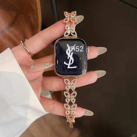【N699】アップルウォッチバンド キラキラ 蝶々 Series10 apple watchバンド 女性