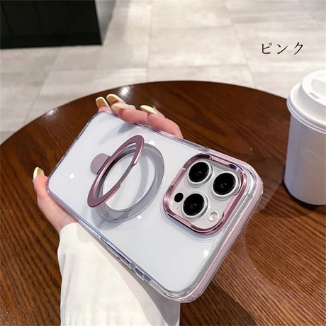 【N374】iPhone16pro マグセーフケース iPhone16 ケース スタンド iPhoneケース 透明 かわいい