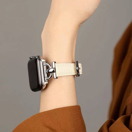 【N043】アップルウォッチ バンド 女性 人気 かわいい 本革レザー シルバーバックル