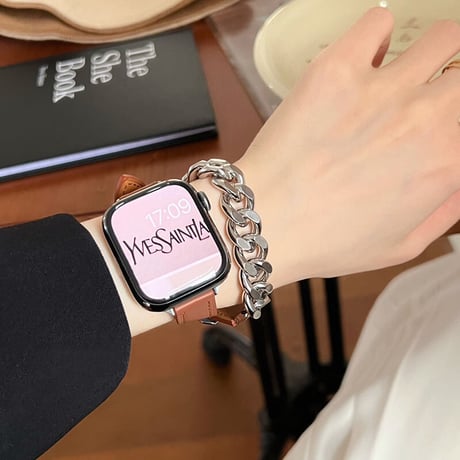 【N342】apple watch series 10 バンド 二 重 本革 アップル ウォッチ7/8/SE/新型Ultraバンド チェーン 男女兼用