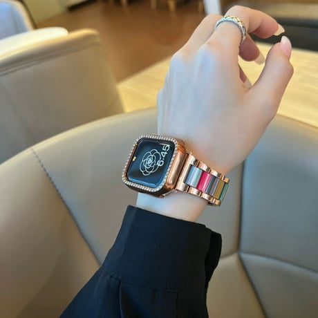 【N331】「apple watchケース付き」ステンレス+樹脂 apple watch バンド かわいい 40mm/42mm アップル ウォッチ バンド 女性 高級 set