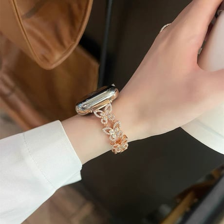 【N699】アップルウォッチバンド キラキラ 蝶々 Series10 apple watchバンド 女性