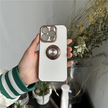 【N654】iphone16E/16 ケース リング 付き iphone ケース 大人 可愛い メッキ