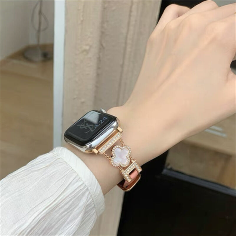 N467】四つ葉クローバー apple watch バンド 革 ブレスレット N467】四つ葉クローバー apple watch バンド 革 ブレスレット