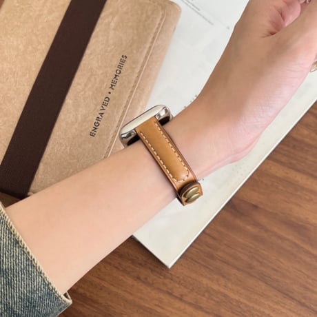 【N641】ボタン式 アップル ウォッチ レザー バンド apple watch バンド 細め