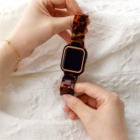 【N201】「apple watchカバー付き」アップルウォッチ バンド べっ甲 apple watch バンド 店舗 set