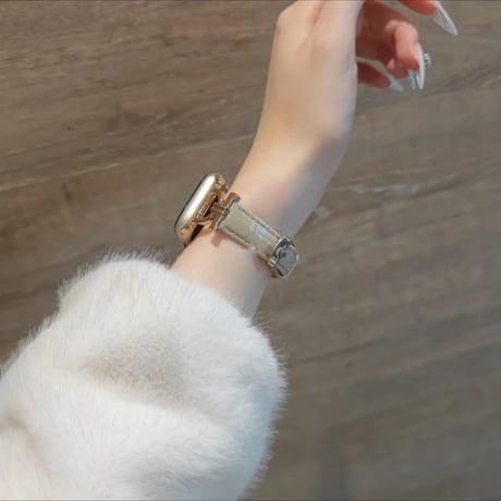【N673】クロコダイル 型 押し apple watch バンド 革 アップルウォッチ バンド 女性 人気