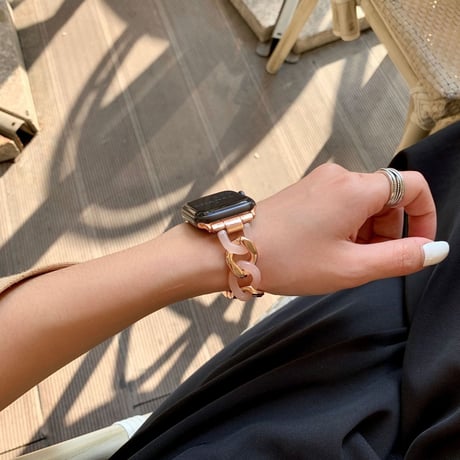 【N181】夏でも涼しいApple Watchバンド ステンレス+樹脂アップルワォッチバンド おしゃれ