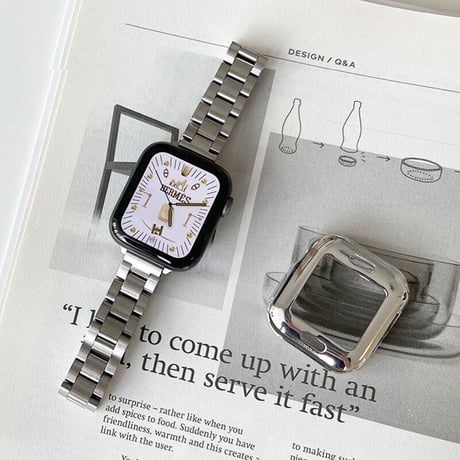 【N050】apple watch ステンレスバンド 高級 黒 シルバー アップルウォッチ バンドとカバーset人気