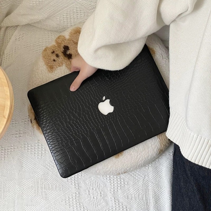 N538】mac book air ケース おしゃれ クロコダイル PUレザー
