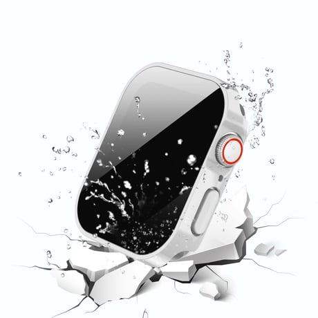 【N594】アップル ウォッチ ケース おしゃれ 防水 スクエア apple watch カバー おすすめ「ガラスフィルム一体型」