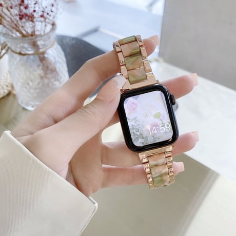 【N466】樹脂 × ステンレスアップルウォッチバンド applewatch バンド かわいい