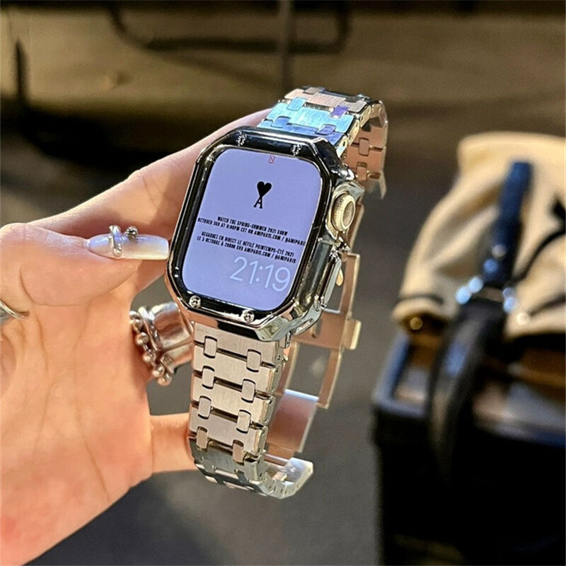 Apple Watch ステンレスバンド シルバー 保護ケースセット