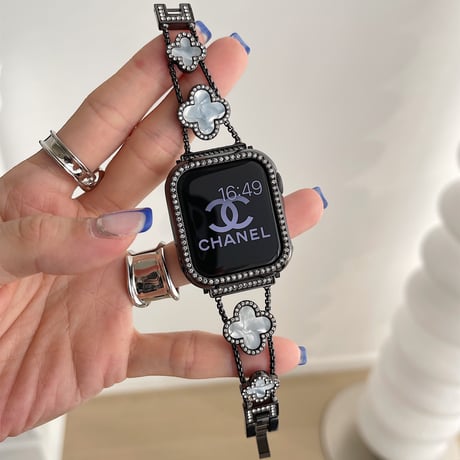 【N127】「apple watchカバー付き」幸せの四葉のクローバー アップルウォッチ交換バンド かわいい set