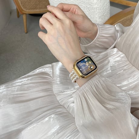 【N291】「バンパーケース付き」アップル ウォッチ バンド ブレスレット apple watch バンド 女性 かわいい set