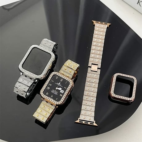 【N675】アップル ウォッチ バンド キラキラ ストーン apple watch バンド ケース「 apple watchケースプレゼント！」
