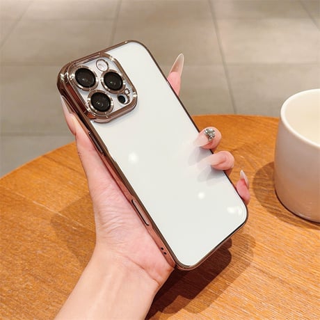 【N168】カメラレンズ保護フォルム付きのiPhone16/16proケース メタリックサイドカラークリアケース