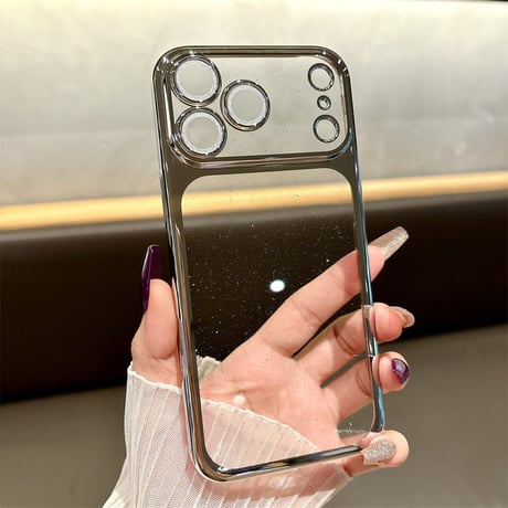 【N763】iphone17 ケース キラキラ iphone17pro オレンジ/シルバー/ディープブルー に 合う ケース
