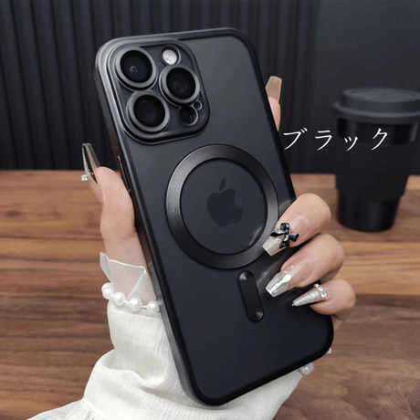 【N288】MagSafe充電対応 マット iphone16/16proブラック/ブルー/パープルに合うケース シンプル tpuスマホケース クリア