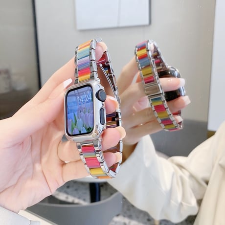 【N466】樹脂 × ステンレスアップルウォッチバンド applewatch バンド かわいい