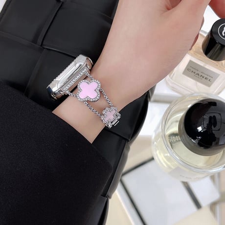 【N106】「apple watchカバー付き」幸せの四葉のクローバー アップルウォッチ交換バンド かわいい set