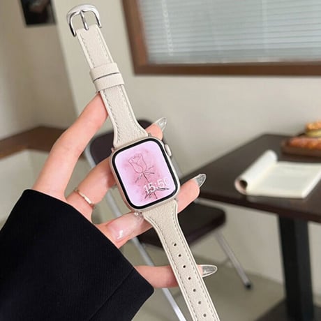 【N369】アップル ウォッチ レザー バンド 白 apple watch バンド 女性 本革 高級感
