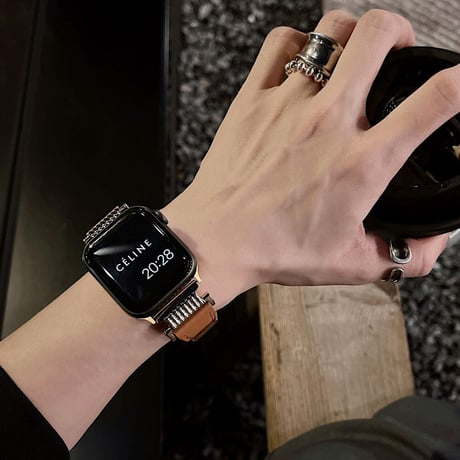 【N357】apple watch series 11 バンド 革 男女兼用 アップル ウォッチ バンド 韓国 黒 グレージュ
