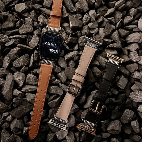 【N357】apple watch series 11 バンド 革 男女兼用 アップル ウォッチ バンド 韓国 黒 グレージュ