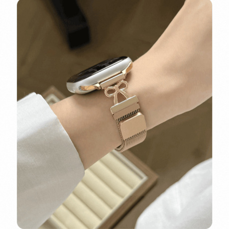 【N806】apple watch ミラネーゼ ループ 女性 リボン アップル ウォッチ バンド マグネット